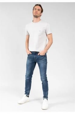Jeans Slim Effet Usé Pour Homme - CARLOS JJ8037M - DEELUXEJEANS CARLOS