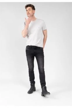 Jeans Slim Effet Usé Pour Homme - CARLOS JJ8035M - DEELUXEJEANS CARLOS