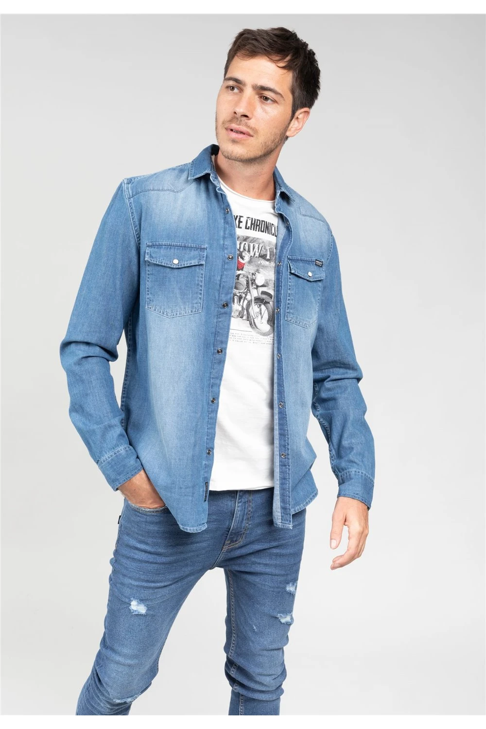 Chemises Chemise En Jean Pour Homme - RANGERS 01V496M - DEELUXEChemise RANGERS 5 Chemises Chemise En Jean Pour Homme - RANGERS 01V496M - DEELUXEChemise RANGERS – Image 3