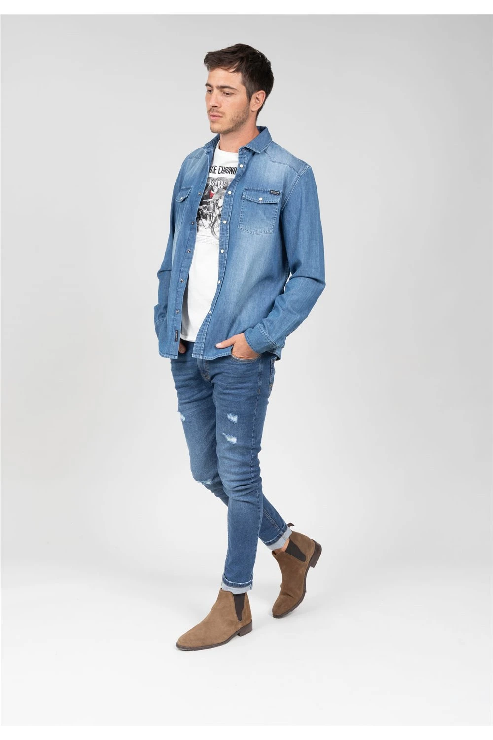 Chemises Chemise En Jean Pour Homme - RANGERS 01V496M - DEELUXEChemise RANGERS 6 Chemises Chemise En Jean Pour Homme - RANGERS 01V496M - DEELUXEChemise RANGERS – Image 4