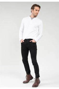 Jeans Slim Noir Pour Homme - CARLOS JJ8068M - DEELUXEJeans CARLOS