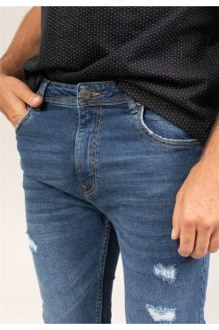 Jeans Skinny Bleu Effet Usé Pour Homme - SKENDER JJ8079M - DEELUXEJeans SKENDER -Vêtements Homme Soldes Magasin jeans skender 10