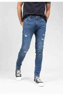 Jeans Skinny Bleu Effet Usé Pour Homme - SKENDER JJ8079M - DEELUXEJeans SKENDER -Vêtements Homme Soldes Magasin jeans skender 8