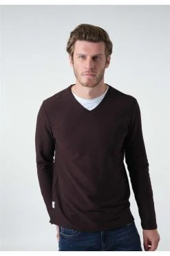 T-shirts Tee-shirt Col V Boutons Manches LonguesT-Shirt DERREN -Vêtements Homme Soldes Magasin t shirt derren 10