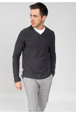 T-shirts T-shirt Uni à Manches Longues Pour Homme - DERREN 01V139M - DEELUXET-Shirt DERREN -Vêtements Homme Soldes Magasin t shirt derren 2