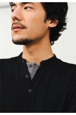 T-shirts T-shirt Manches Longues Col TunisienT-Shirt GLAZING -Vêtements Homme Soldes Magasin t shirt glazing 2