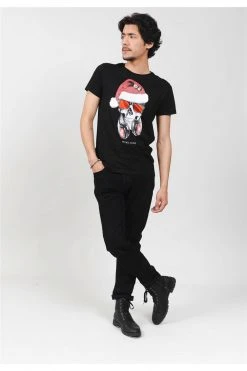 T-shirts Tee-shirt Tête De Mort Père Noël DeejayT-Shirt XMAS -Vêtements Homme Soldes Magasin t shirt xmas 4
