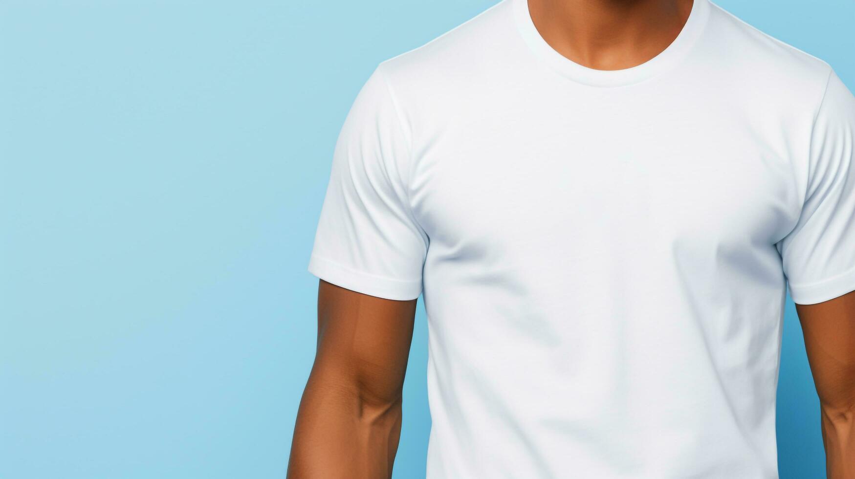 Vêtements Homme Soldes Magasin 1 Vêtements Homme Soldes Magasin -Vêtements Homme Soldes Magasin white t shirt on a person blue background ai generated free photo